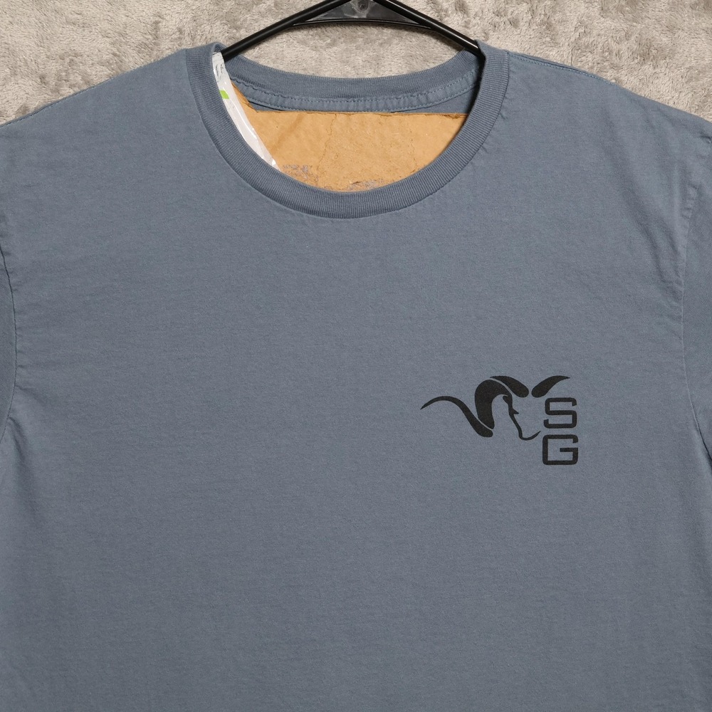 Stone Glacier Shirt Mens Large Blue Gray Back Logo Outdoor Hiking Camping Tee